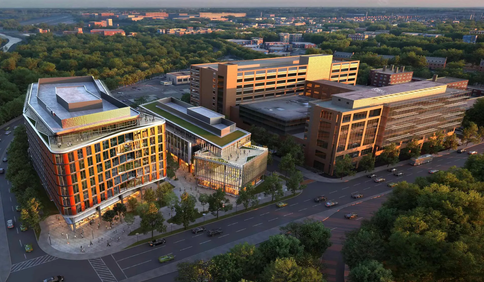 Aerial view of the Discovery Point development