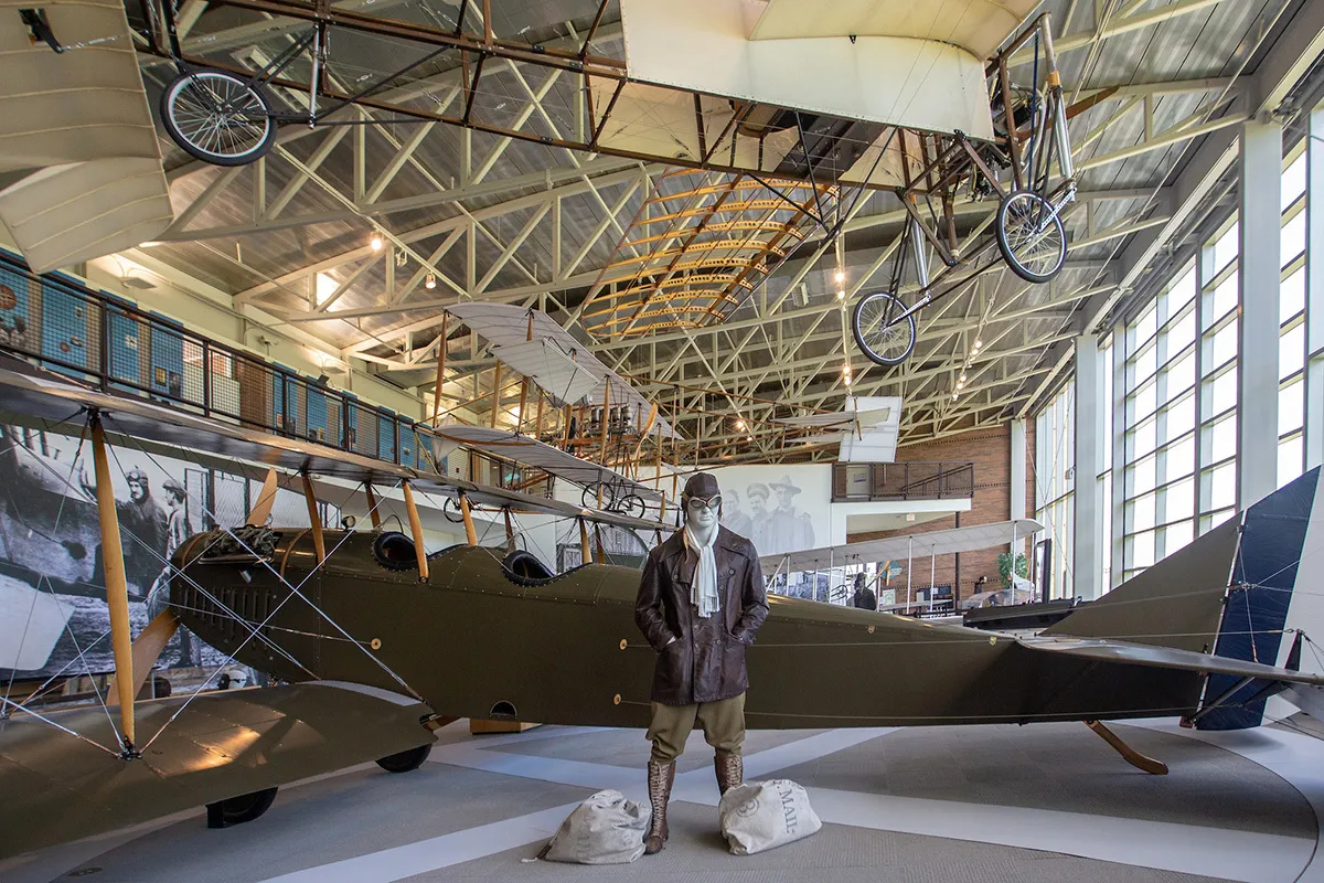 Pilot and Planes inside the College Park Aviation Museum