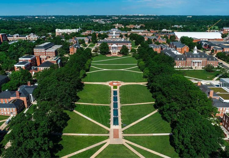 Aerial view of McKeldin Mall