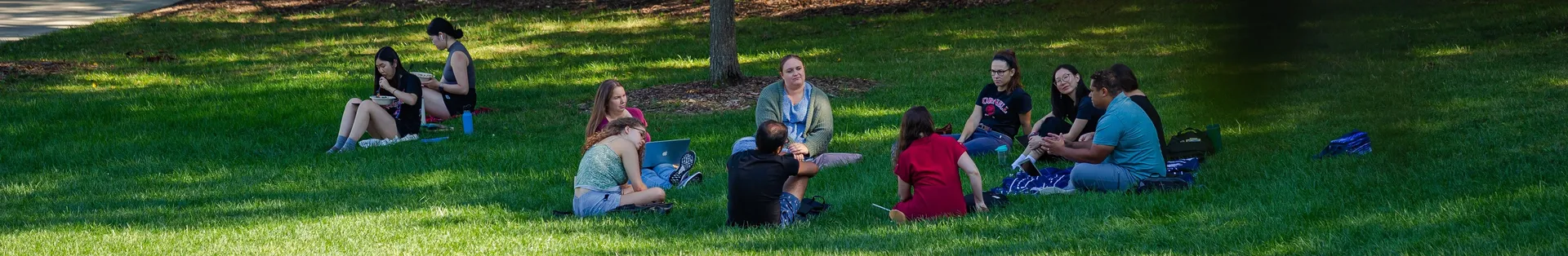 Students sitting on McKeldin Mall